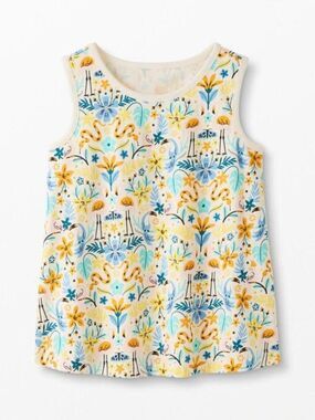 Hanna Andersson Girl's Swing Top Ecru Floral Print Size 8